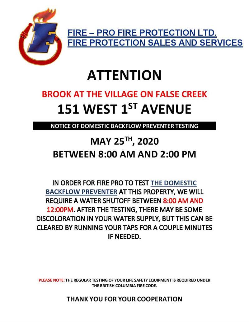 151 West 1st Avenue 2020 Water Shutdown